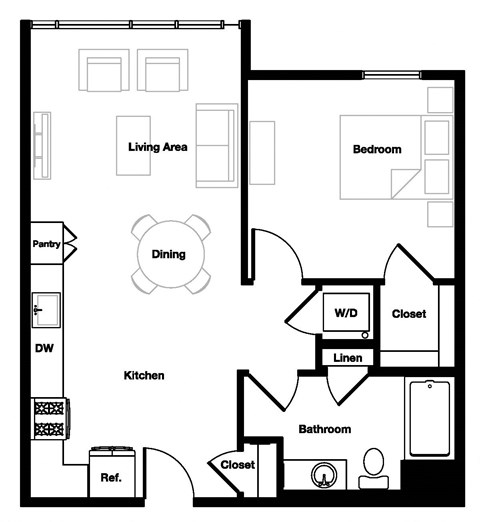 1 bed 1 bath 1C - 1C AHP Floor Plan | 680-730 Sq. Ft. at L Seven, CA 94103